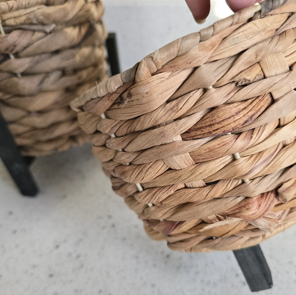 Target Woven Rattan Planters with Black Legs - Natural Brown
